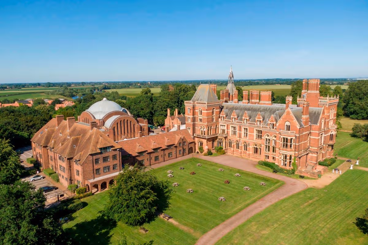 Aerial view of corporate venue with outdoor spaces